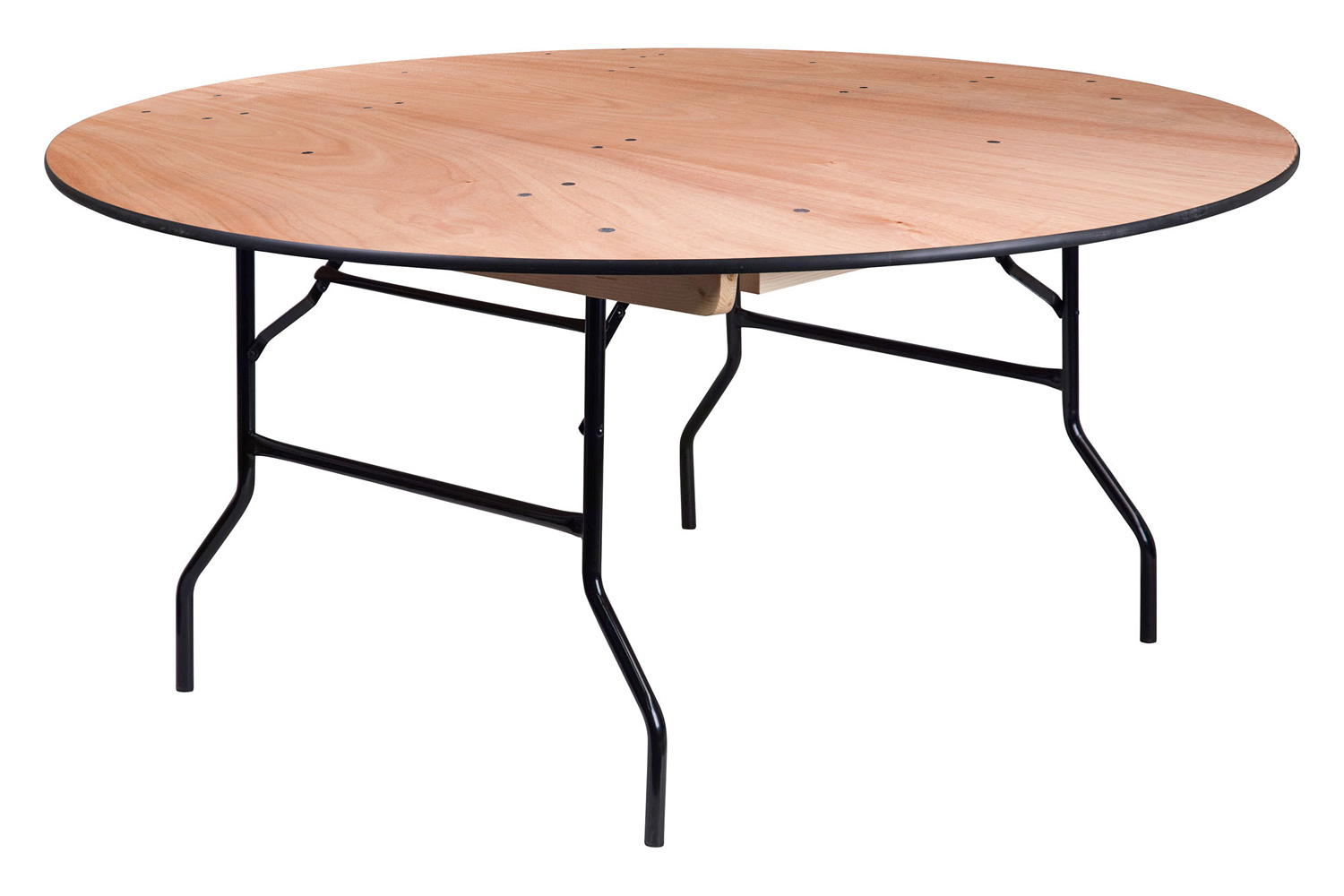 BLNK Furman Round Wood Folding Banquet Table with Clear Coated Finished Top