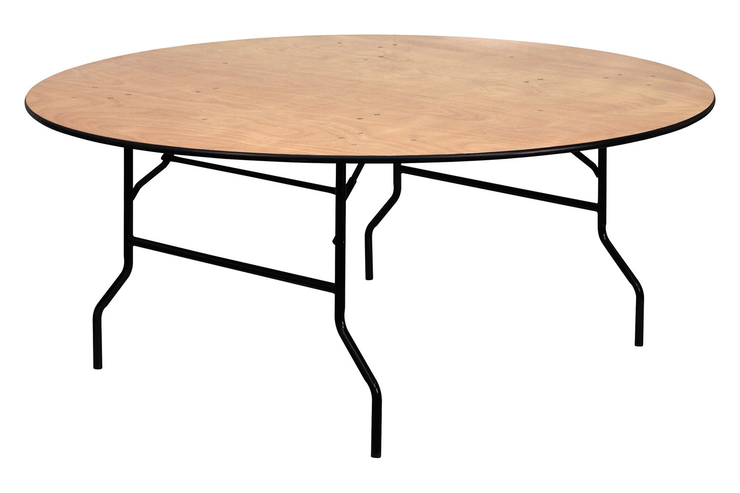 BLNK Furman Round Wood Folding Banquet Table with Clear Coated Finished Top - 6'D