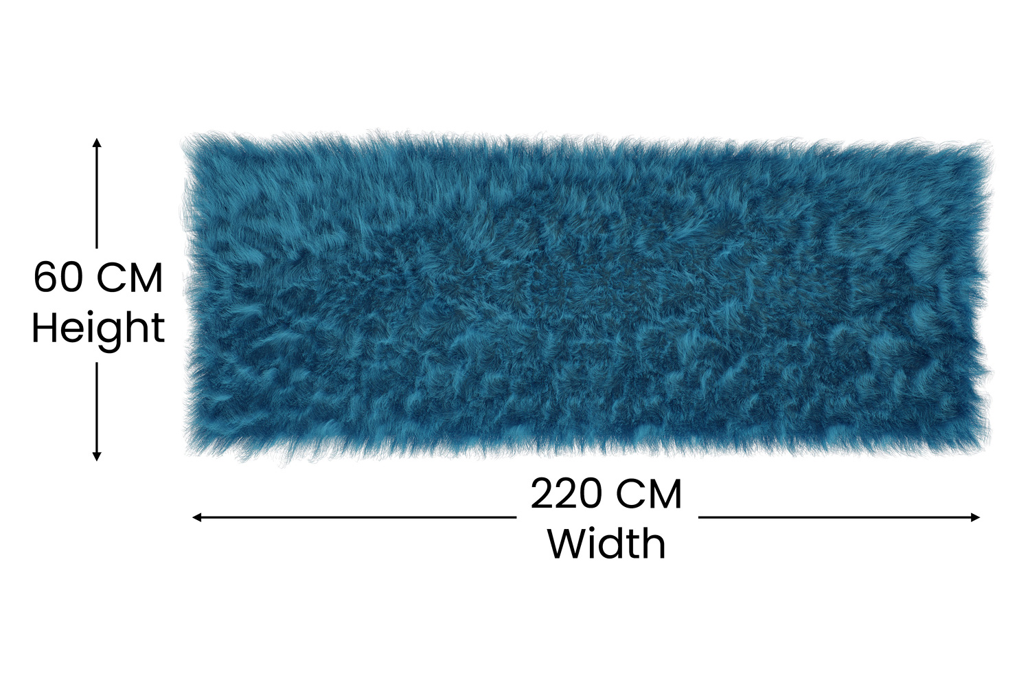 BLNK Chalet Collection Faux Fur Area Rug with Polyester Backing - Turquoise, 2'W x 7'L