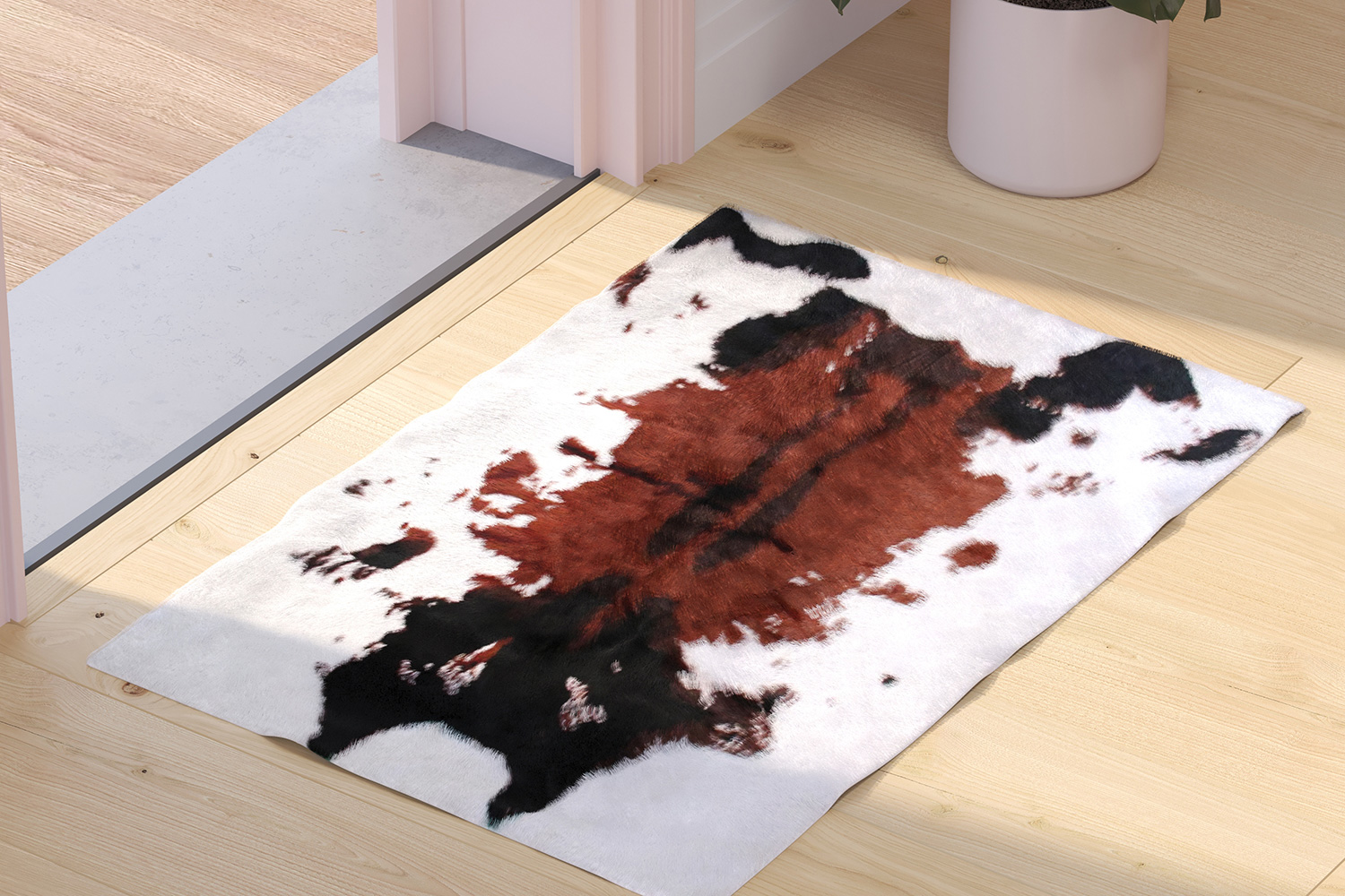 BLNK Barstow Collection Faux Cowhide Print Area Rug with Polyester Backing - Brown, 2'W x 3'L