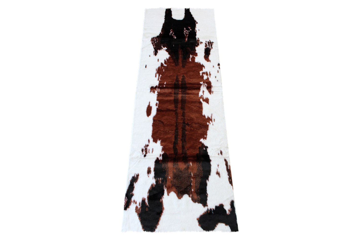 BLNK Barstow Collection Faux Cowhide Print Area Rug with Polyester Backing - Black, 3'W x 9'L