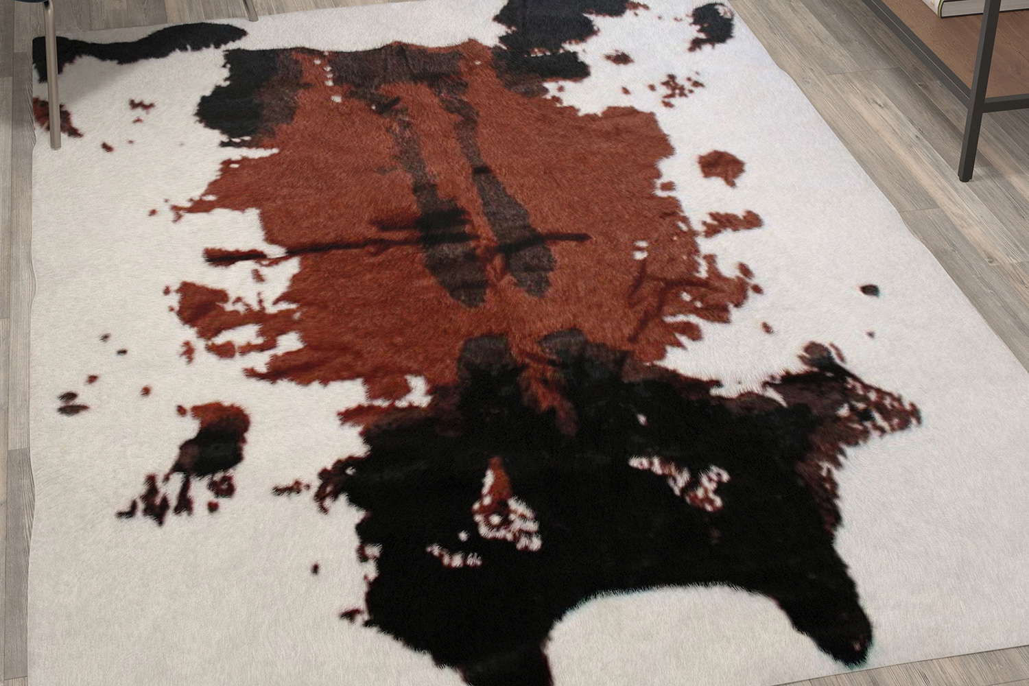 BLNK Barstow Collection Faux Cowhide Print Area Rug with Polyester Backing - Brown, 5'W x 7'L