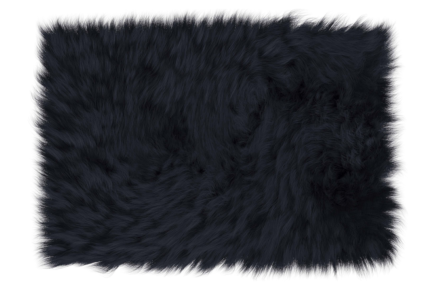 BLNK Chalet Collection Faux Fur Area Rug with Polyester Backing - Black, 2'W x 3'L