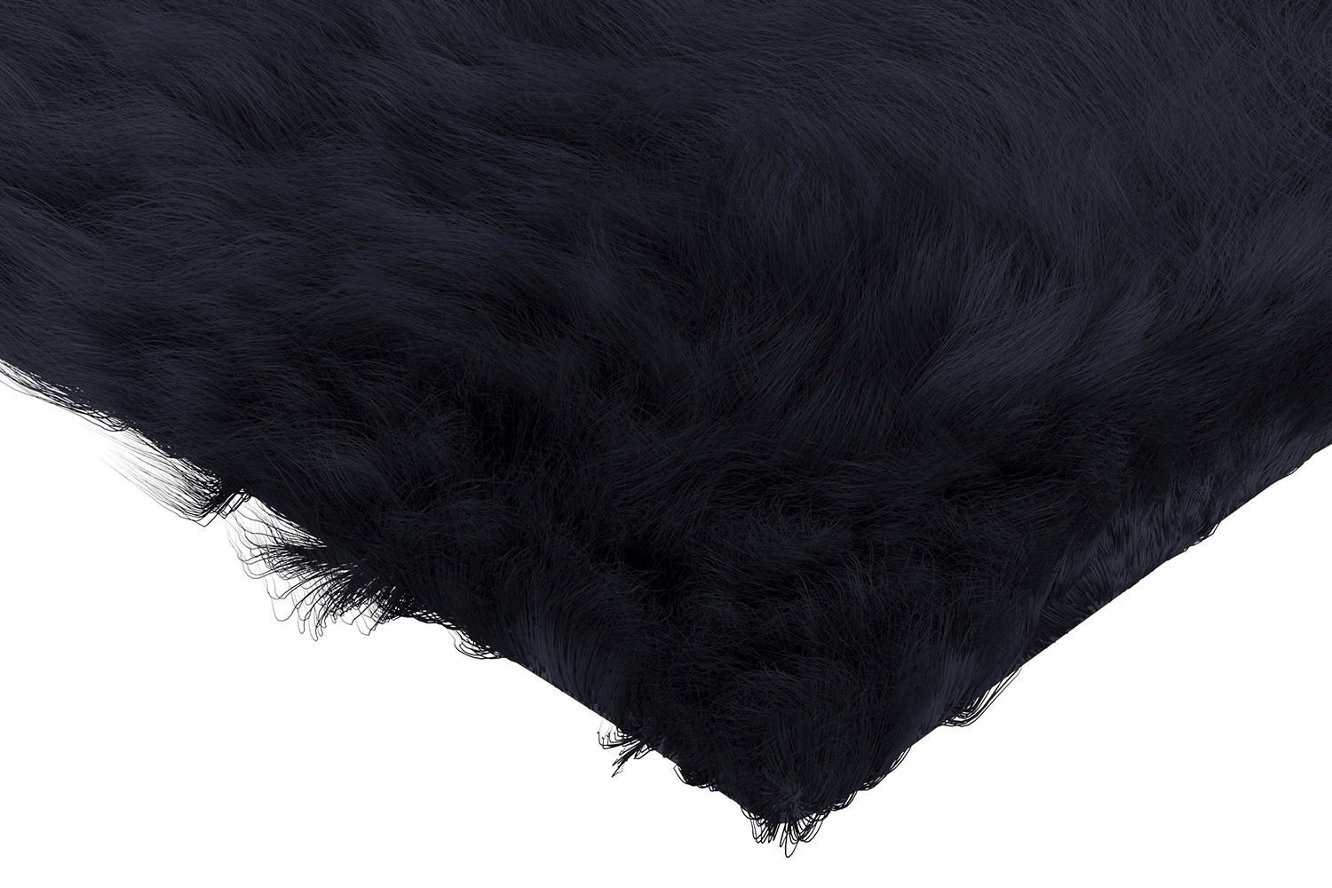 BLNK Chalet Collection Faux Fur Area Rug with Polyester Backing - Black, 2'W x 3'L