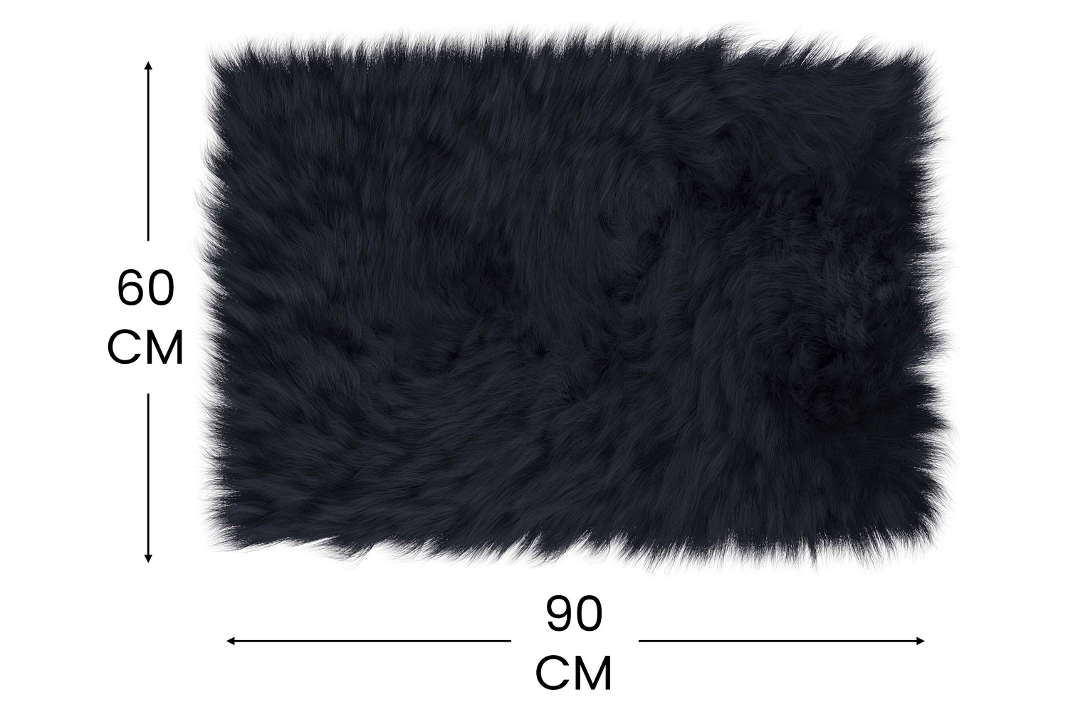 BLNK Chalet Collection Faux Fur Area Rug with Polyester Backing - Black, 2'W x 3'L