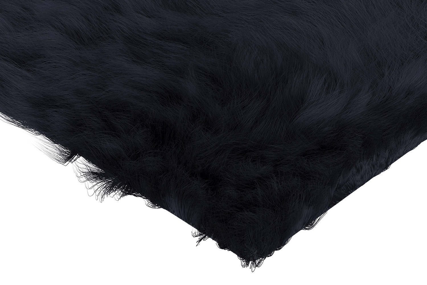 BLNK Chalet Collection Faux Fur Area Rug with Polyester Backing - Black, 2'W x 7'L