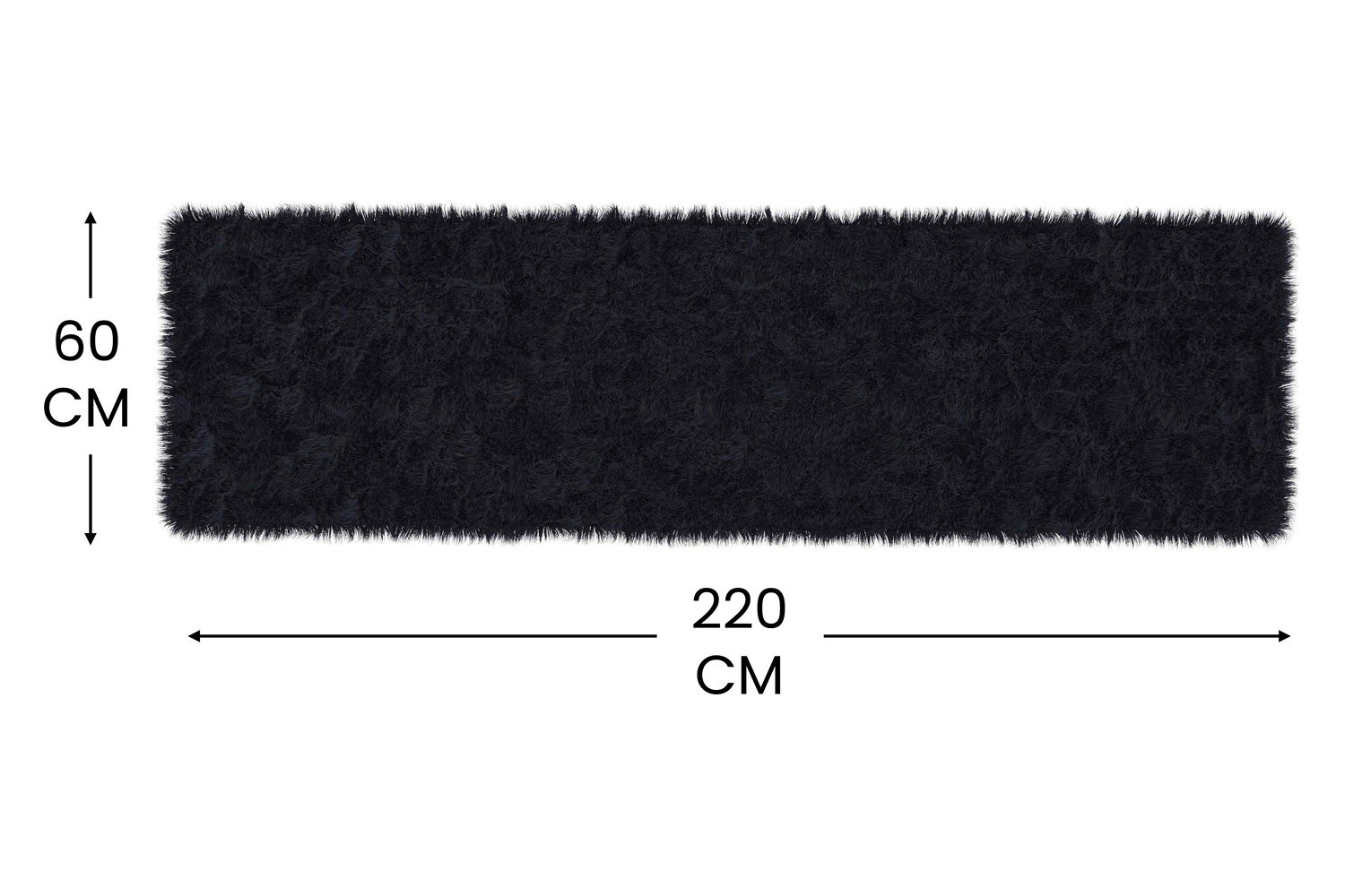 BLNK Chalet Collection Faux Fur Area Rug with Polyester Backing - Black, 2'W x 7'L