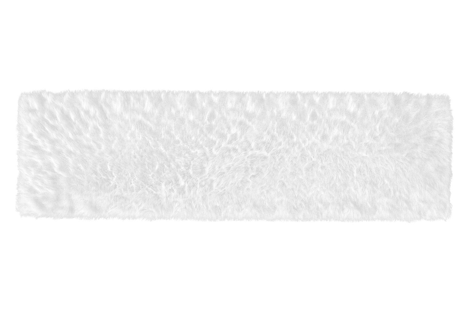 BLNK Chalet Collection Faux Fur Area Rug with Polyester Backing - White, 2'W x 7'L