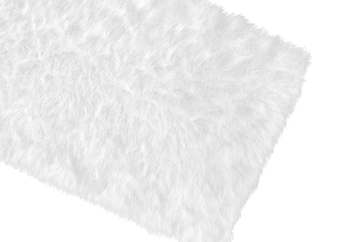 BLNK Chalet Collection Faux Fur Area Rug with Polyester Backing - White, 2'W x 7'L