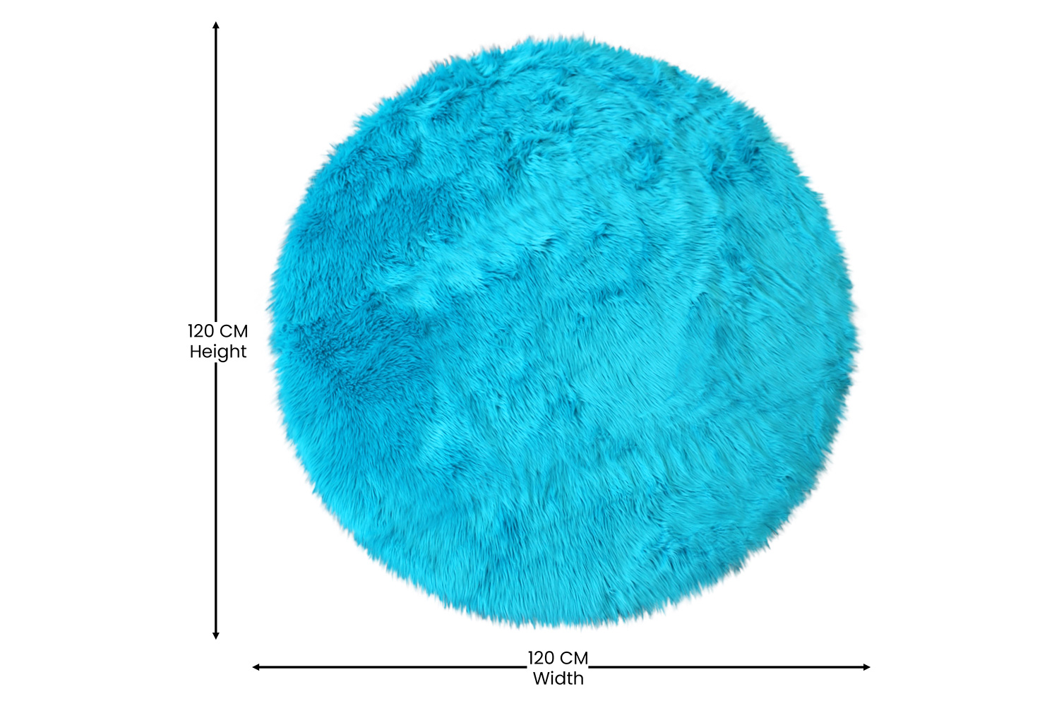 BLNK Chalet Collection Round Faux Fur Area Rug with Polyester Backing - Turquoise, 4'W x 4'L