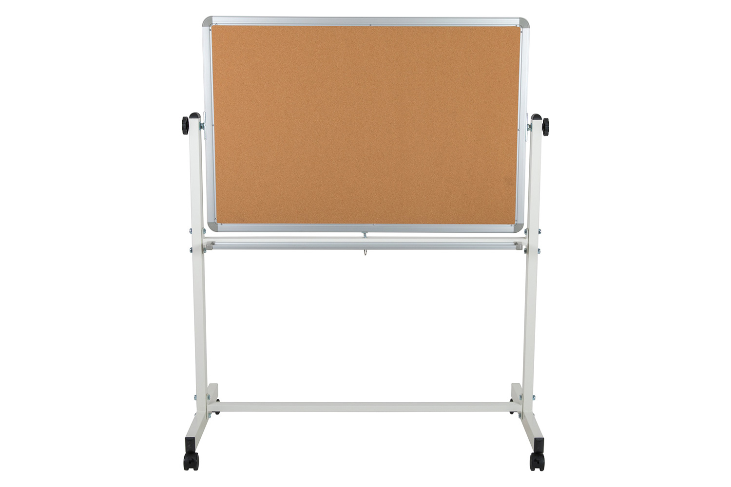 BLNK HERCULES Series Reversible Mobile Cork Bulletin Board and White Board with Pen Tray - 45.25"W x 54.75"H