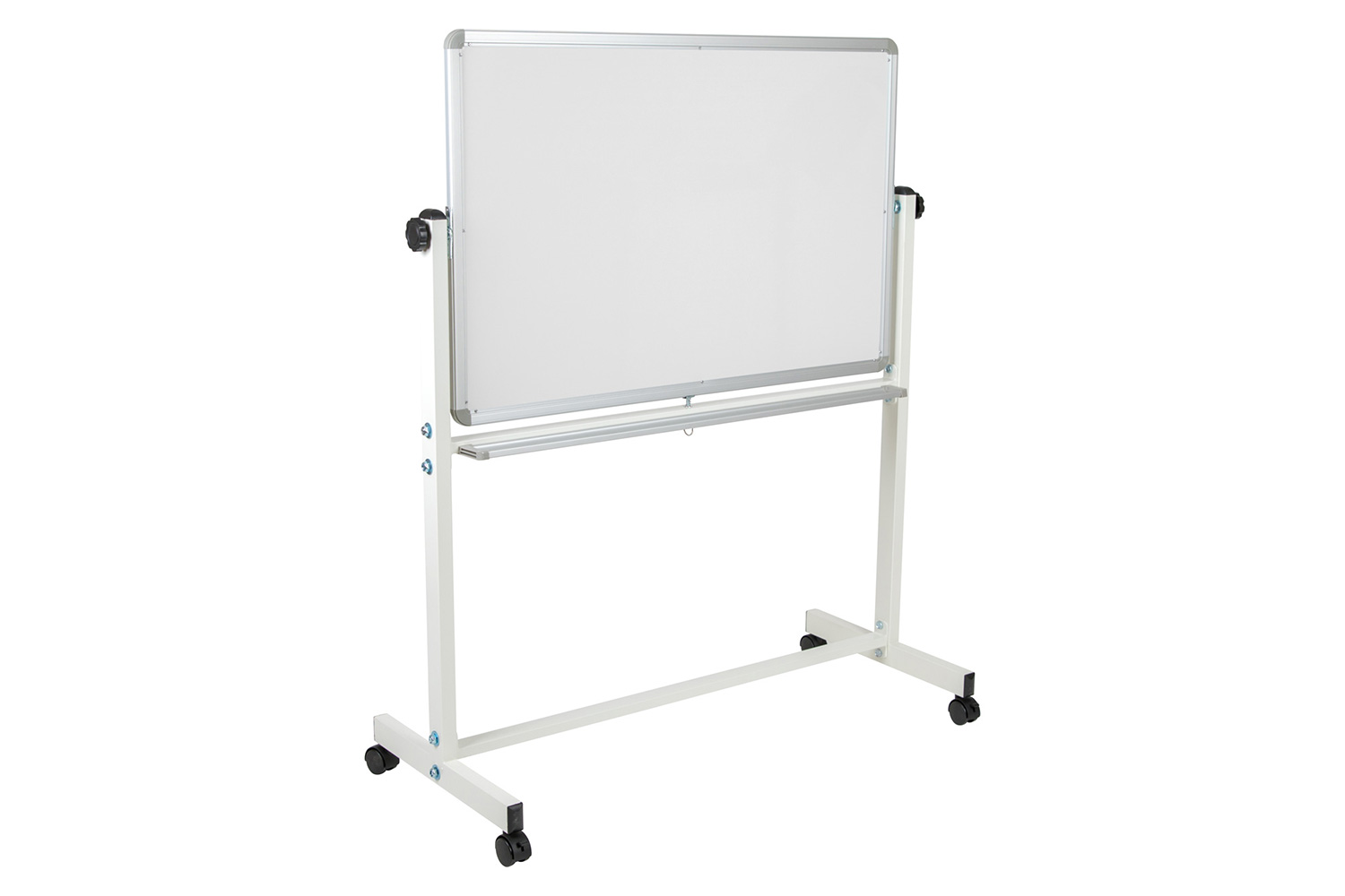 BLNK HERCULES Series Reversible Mobile Cork Bulletin Board and White Board with Pen Tray - 45.25"W x 54.75"H