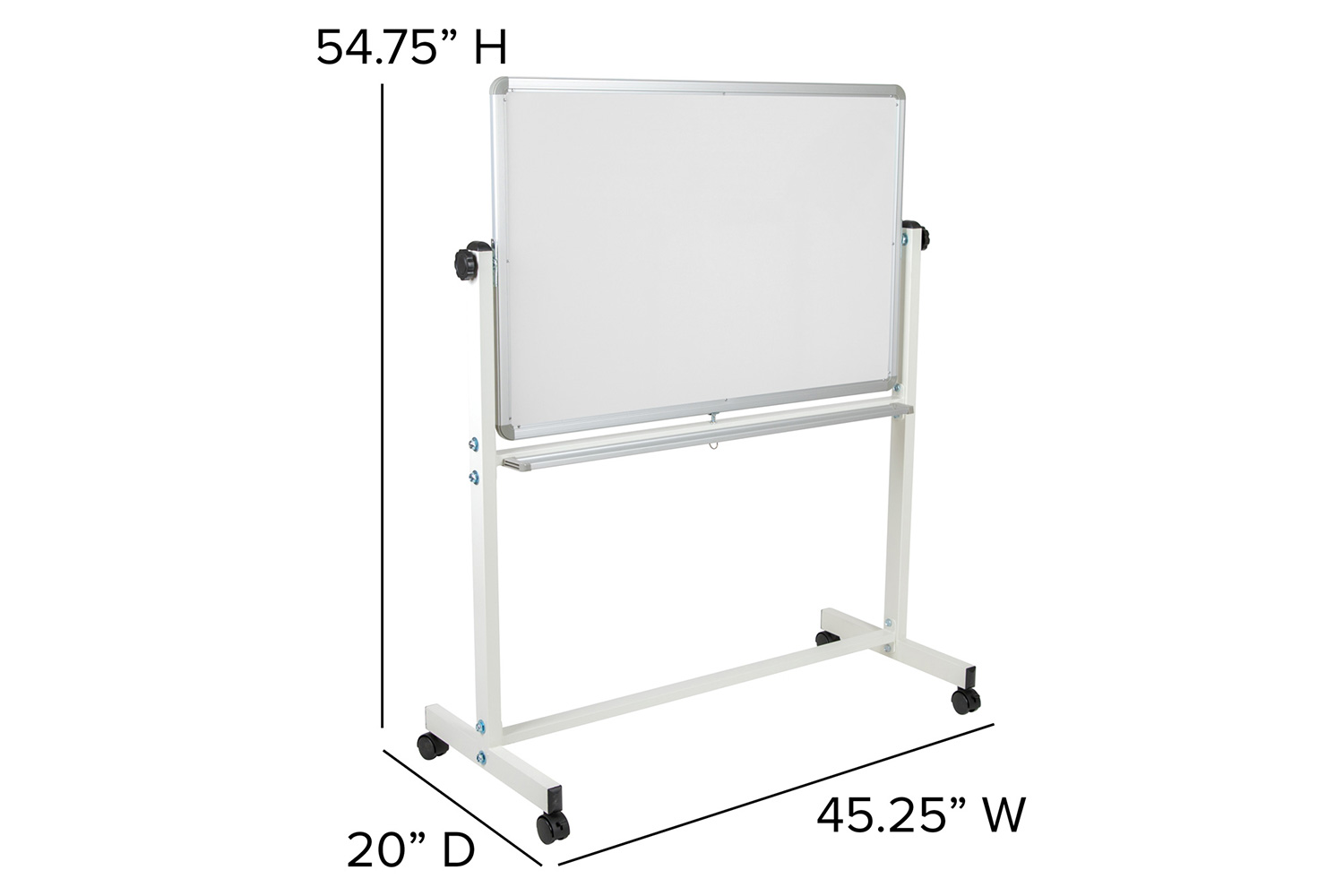 BLNK HERCULES Series Double-Sided Mobile White Board with Pen Tray - 45.25"W x 54.75"H