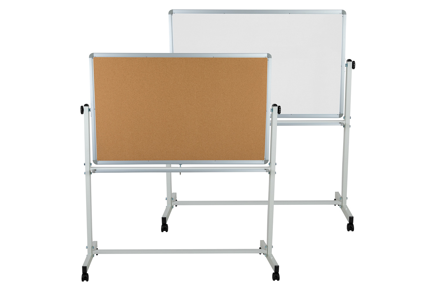 BLNK HERCULES Series Reversible Mobile Cork Bulletin Board and White Board with Pen Tray