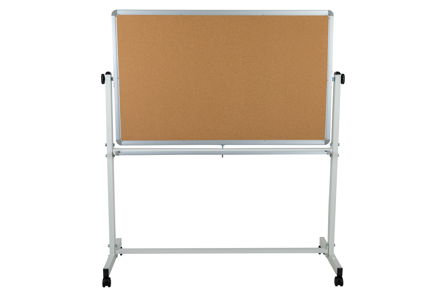 BLNK HERCULES Series Reversible Mobile Cork Bulletin Board and White Board with Pen Tray - 53"W x 59"H