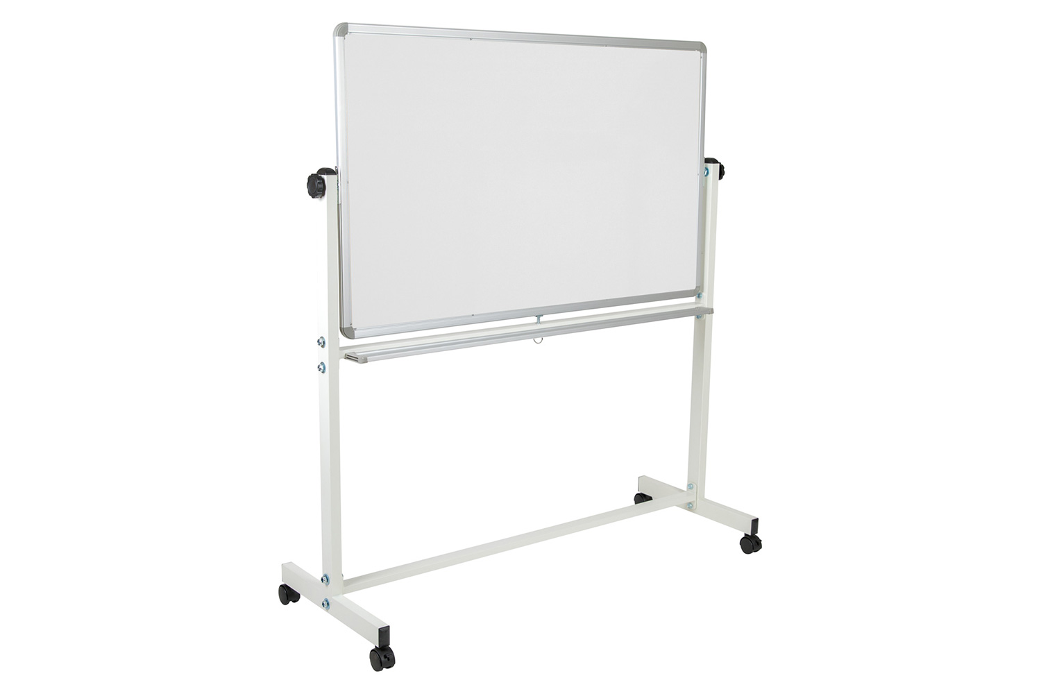 BLNK HERCULES Series Reversible Mobile Cork Bulletin Board and White Board with Pen Tray - 53"W x 59"H