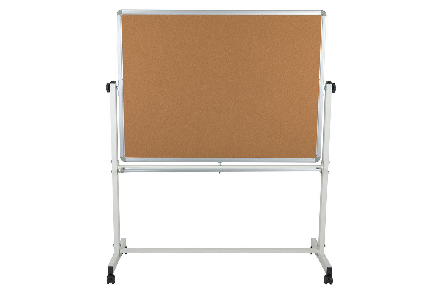 BLNK HERCULES Series Reversible Mobile Cork Bulletin Board and White Board with Pen Tray - 53"W x 62.5"H