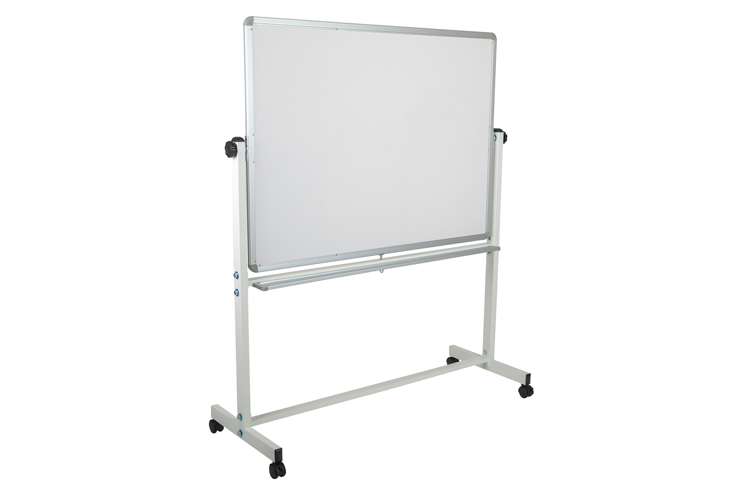 BLNK HERCULES Series Reversible Mobile Cork Bulletin Board and White Board with Pen Tray - 53"W x 62.5"H