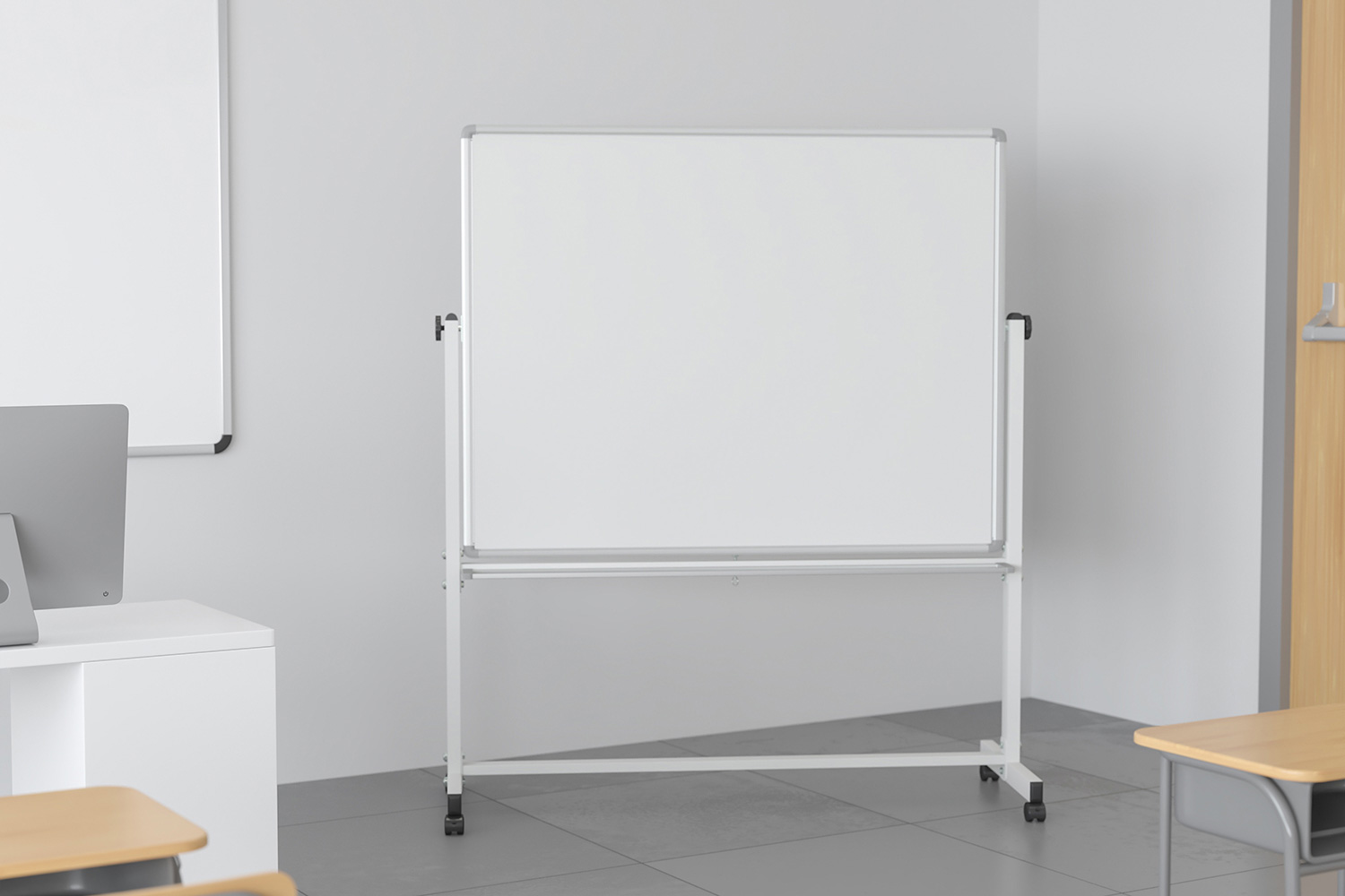 BLNK HERCULES Series Double-Sided Mobile White Board with Pen Tray