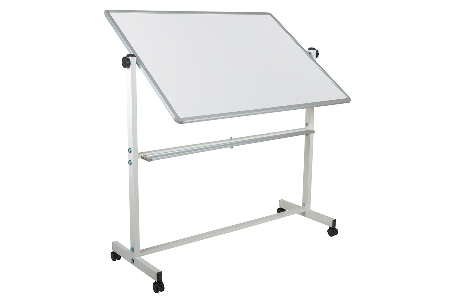 BLNK HERCULES Series Double-Sided Mobile White Board with Pen Tray - 53"W x 62.5"H