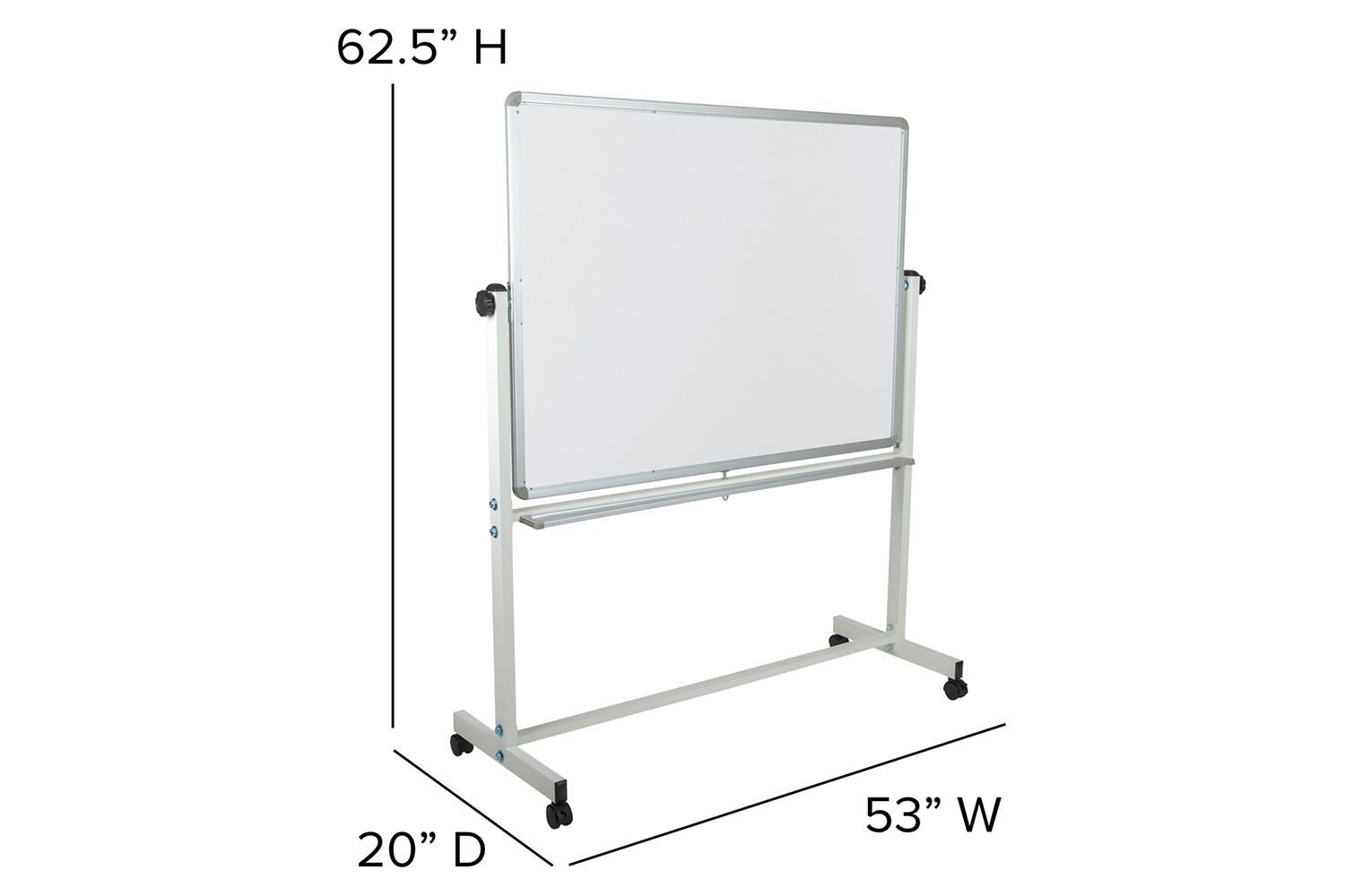 BLNK HERCULES Series Double-Sided Mobile White Board with Pen Tray - 53"W x 62.5"H