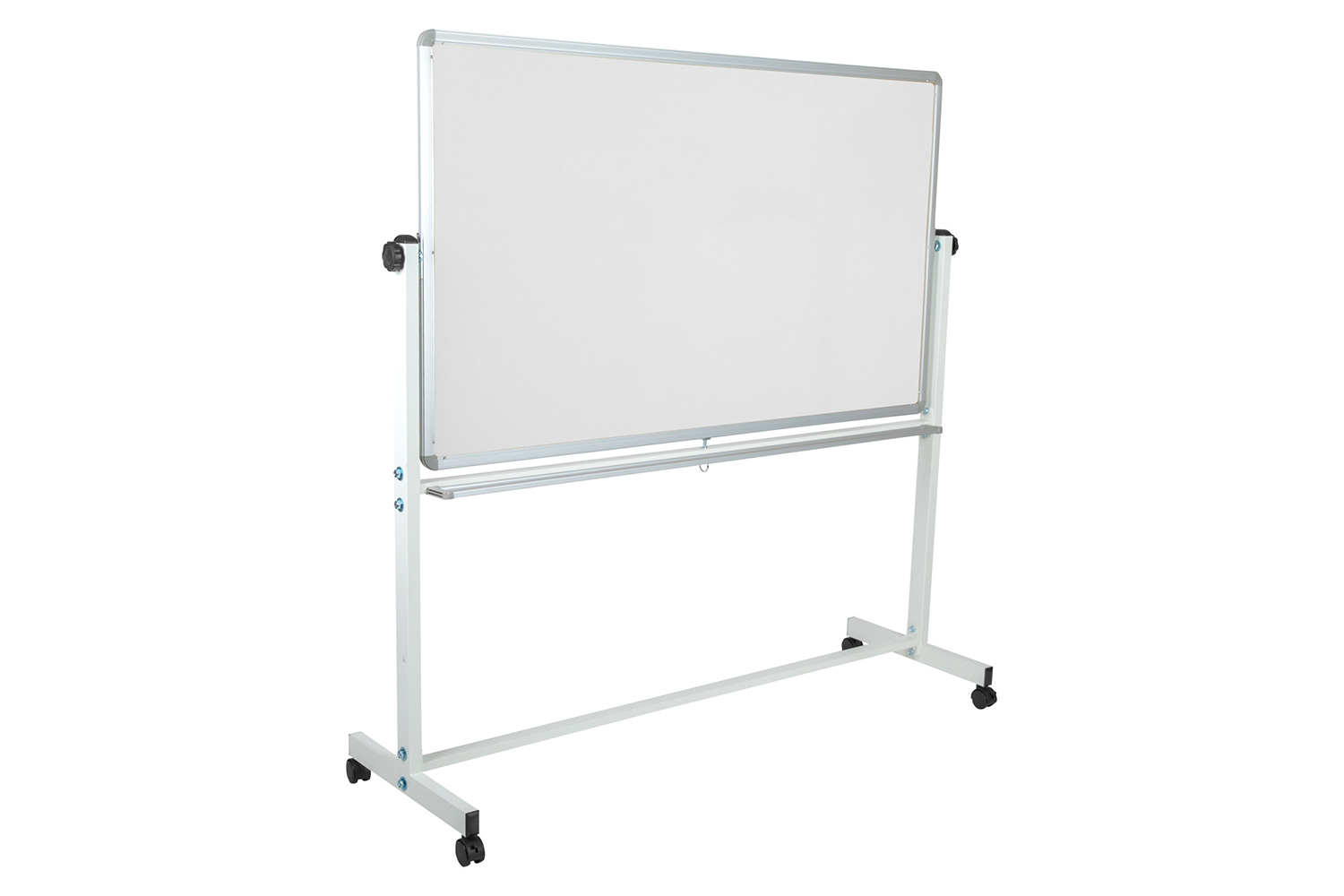 BLNK HERCULES Series Reversible Mobile Cork Bulletin Board and White Board with Pen Tray - 62.5"W x 62.25"H