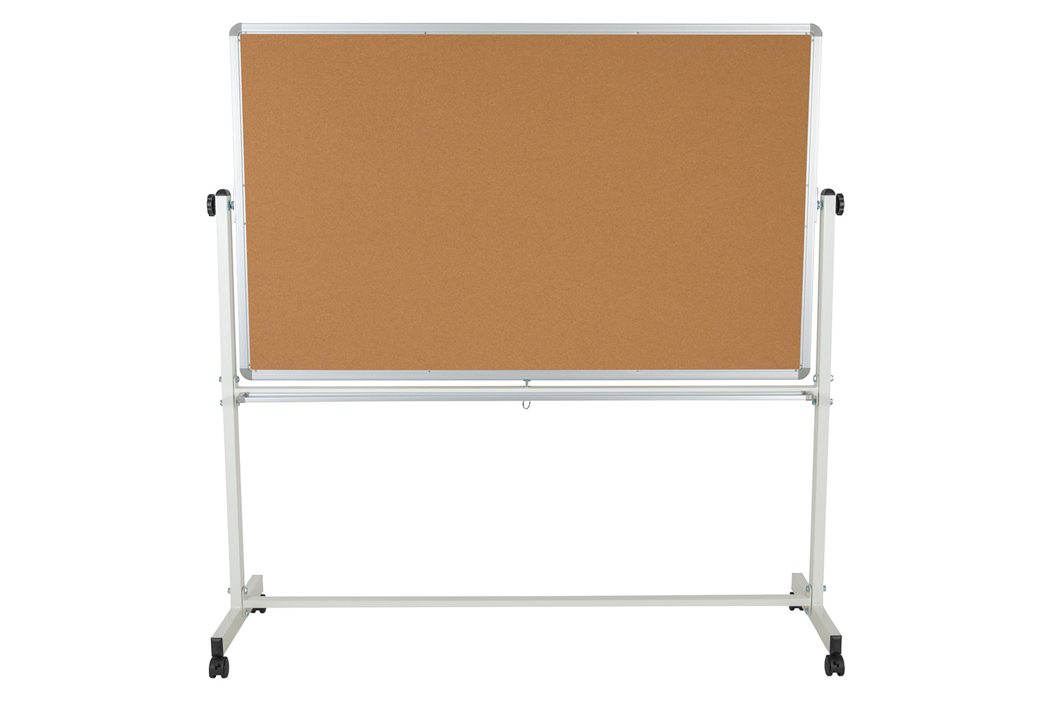 BLNK HERCULES Series Reversible Mobile Cork Bulletin Board and White Board with Pen Tray - 64.25"W x 64.75"H