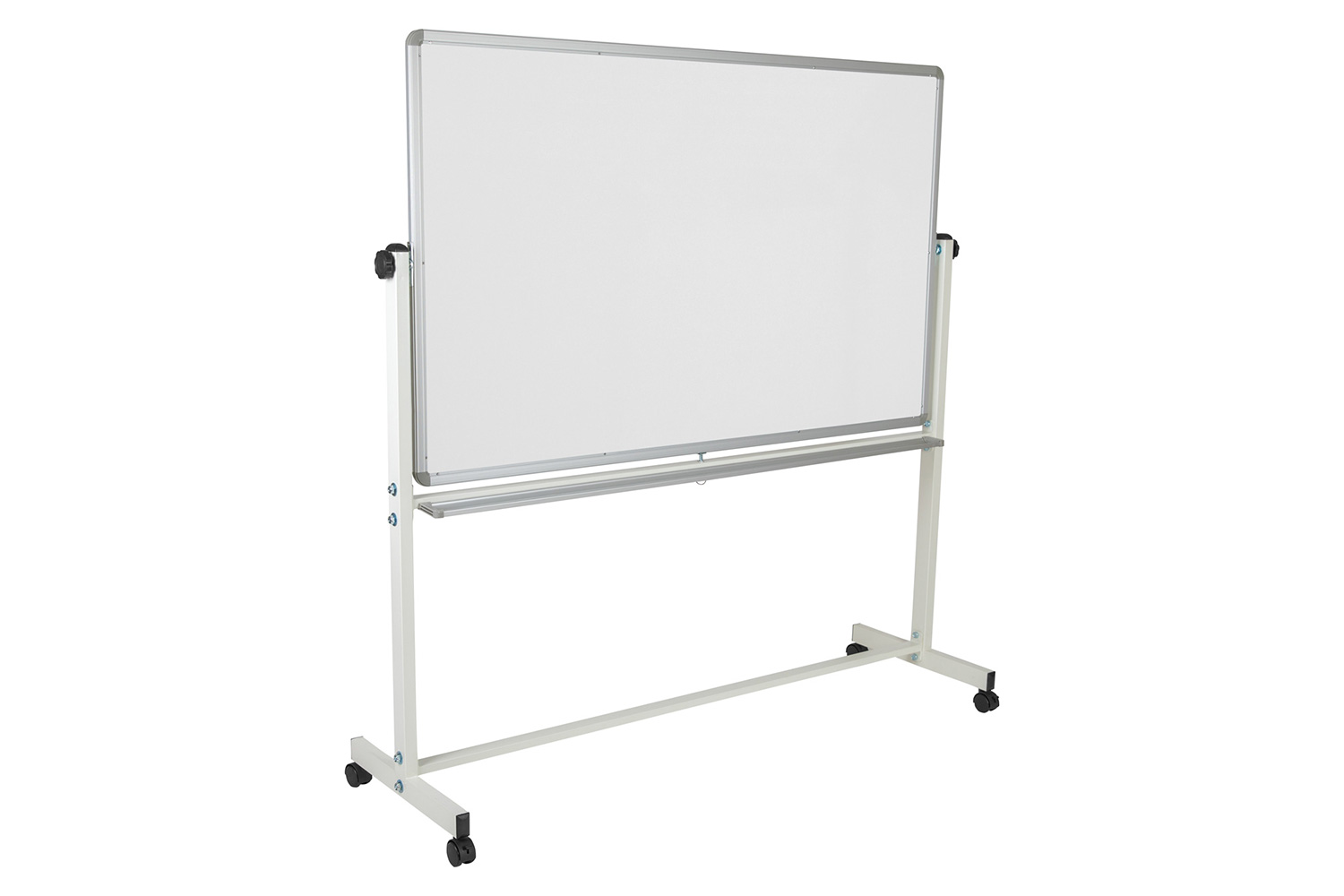 BLNK HERCULES Series Reversible Mobile Cork Bulletin Board and White Board with Pen Tray - 64.25"W x 64.75"H