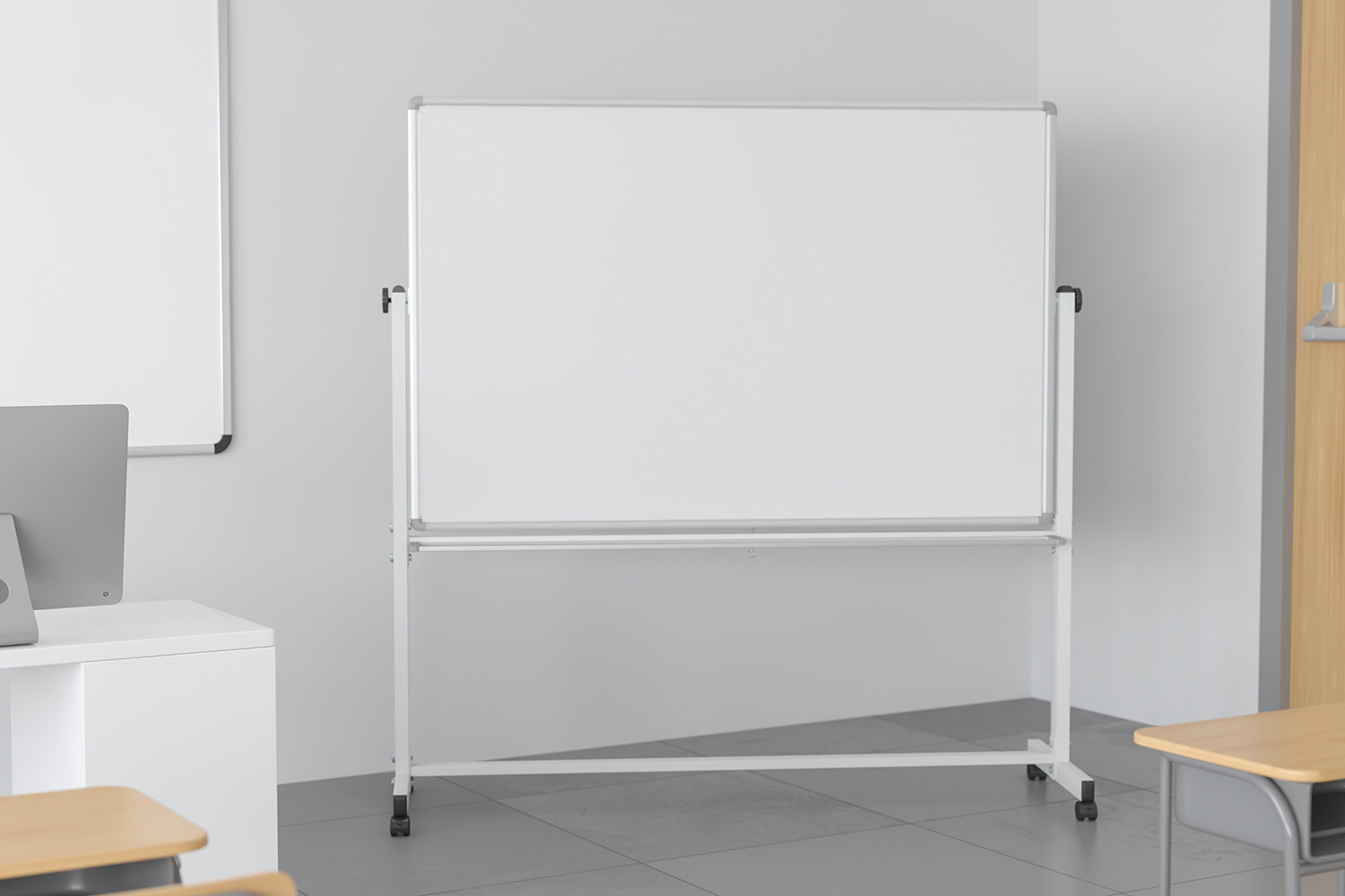 BLNK HERCULES Series Double-Sided Mobile White Board with Pen Tray