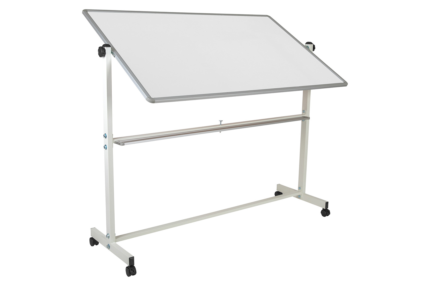 BLNK HERCULES Series Double-Sided Mobile White Board with Pen Tray - 64.25"W x 64.75"H