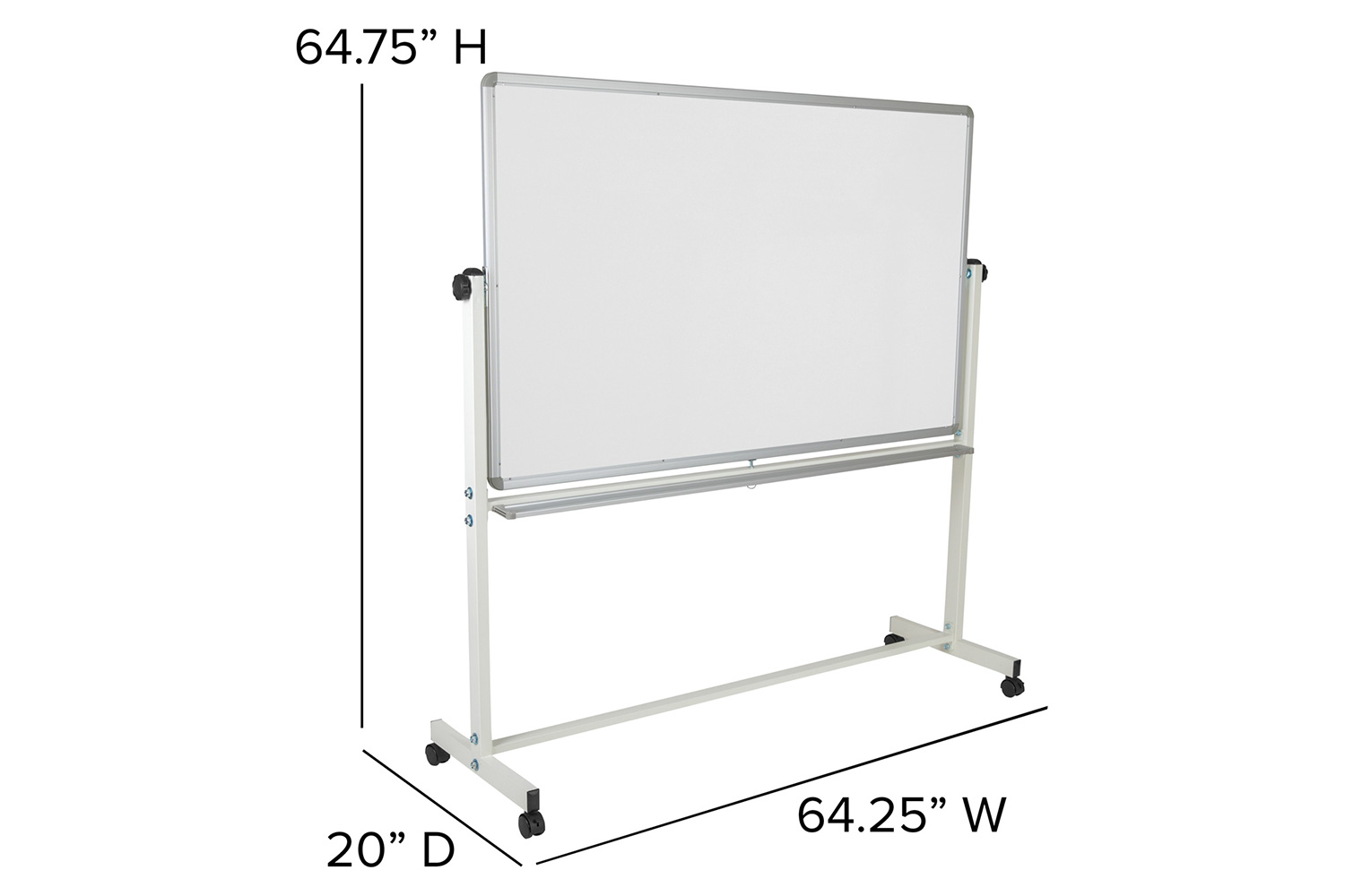 BLNK HERCULES Series Double-Sided Mobile White Board with Pen Tray - 64.25"W x 64.75"H