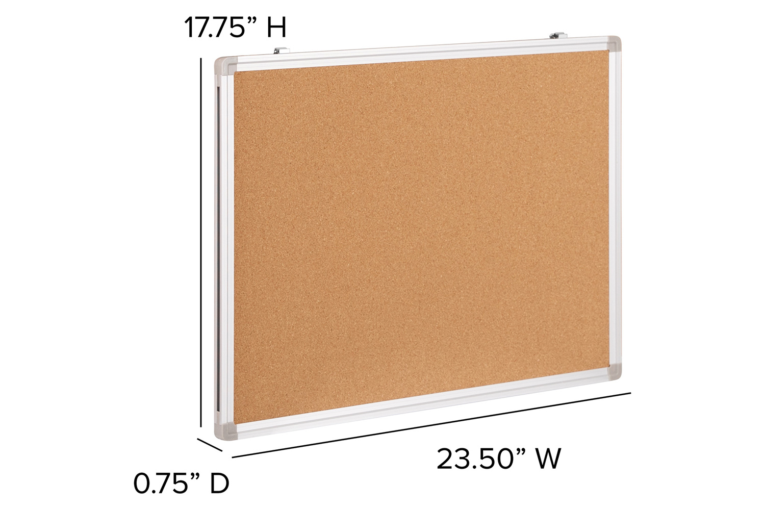 BLNK HERCULES Series Natural Cork Board with Aluminum Frame - 23.5"W x 17.75"H