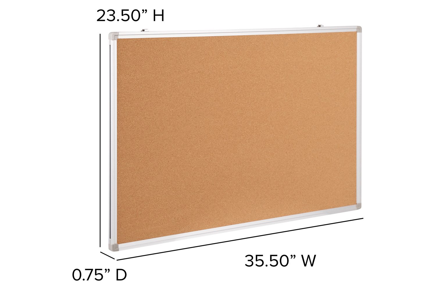 BLNK HERCULES Series Natural Cork Board with Aluminum Frame - 35.5"W x 23.5"H