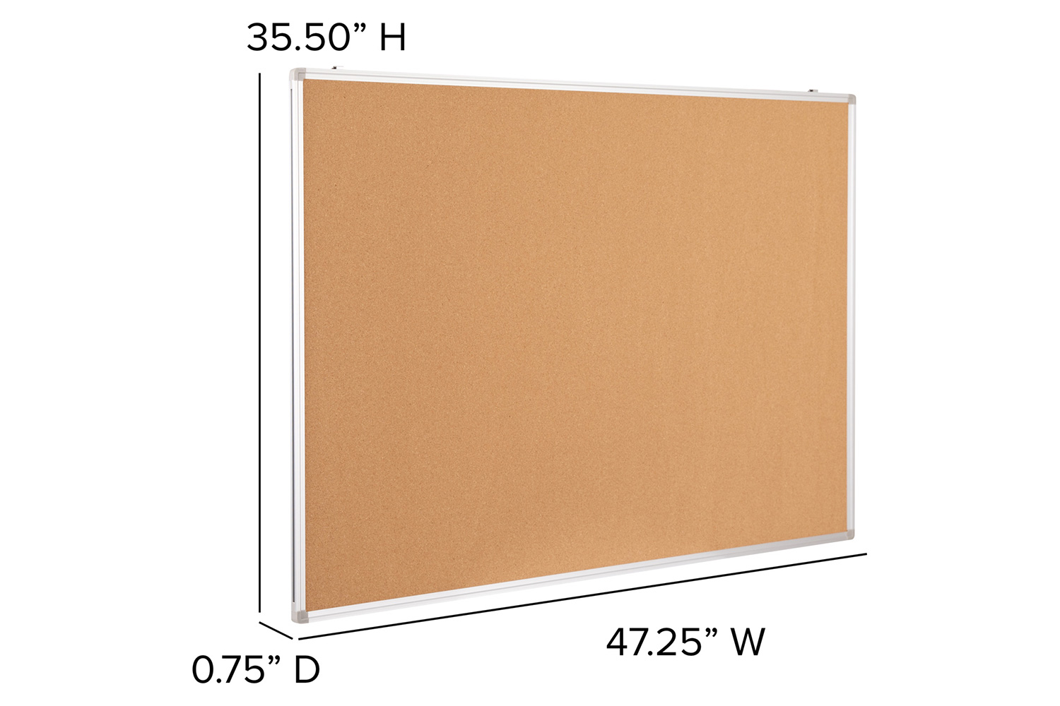 BLNK HERCULES Series Natural Cork Board with Aluminum Frame - 47.25"W x 35.5"H