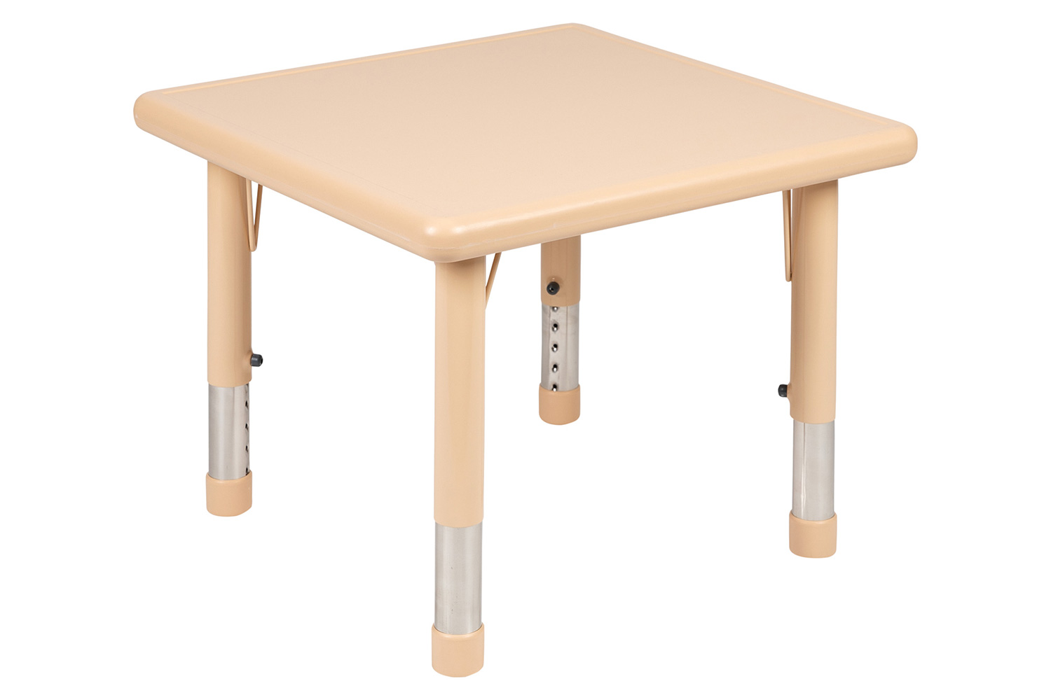 BLNK Emmy Square Plastic Height Adjustable Activity Table Set - Natural, 24"W, with 2 Chairs