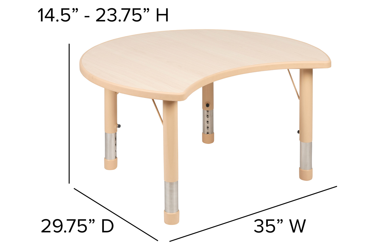 BLNK - Wren Crescent Natural Plastic Height Adjustable Activity Table