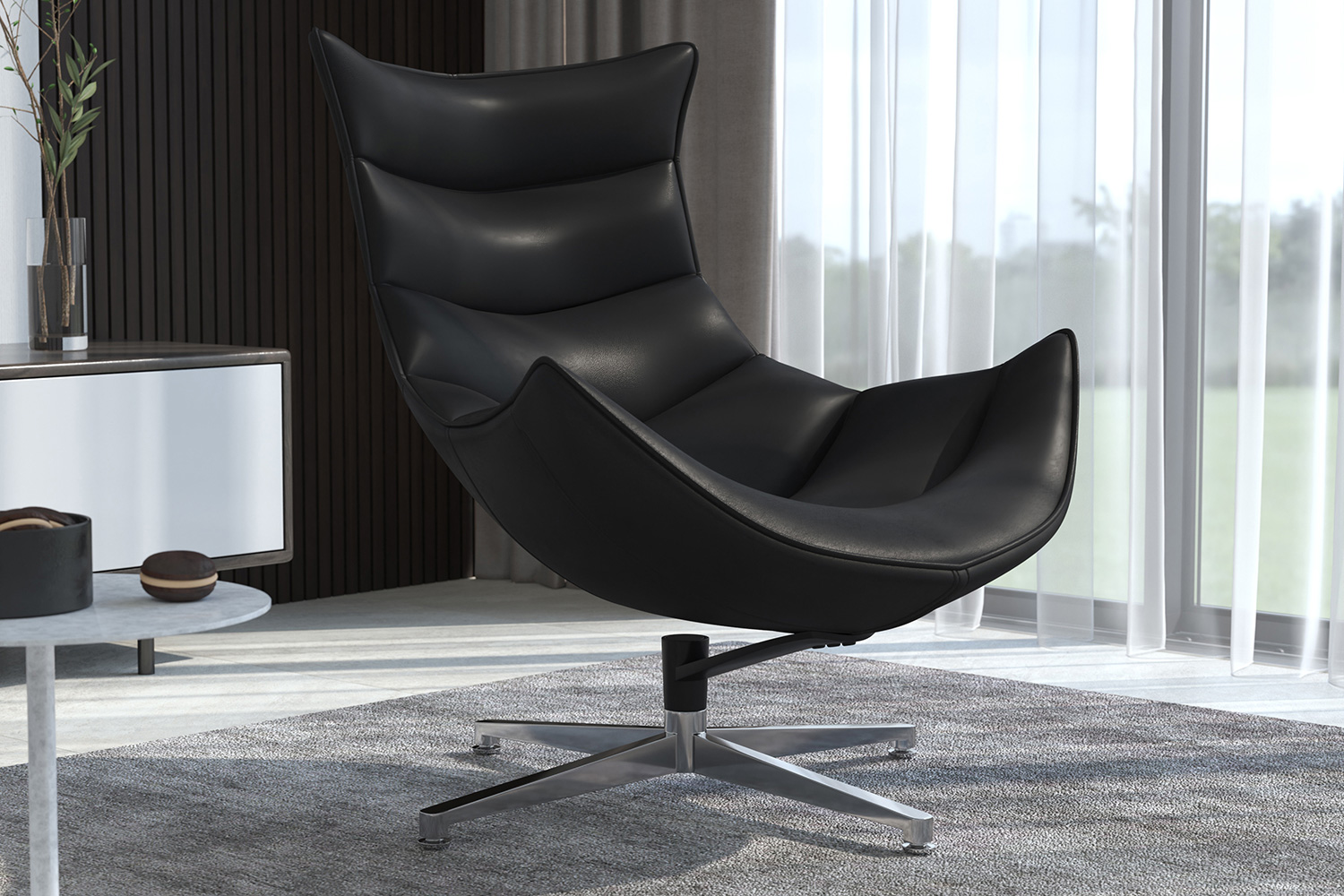 BLNK Pasithea LeatherSoft Swivel Cocoon Chair