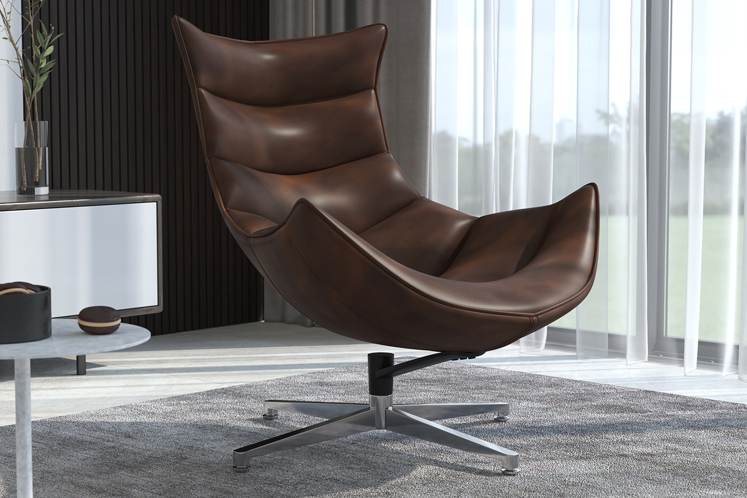 BLNK Pasithea LeatherSoft Swivel Cocoon Chair