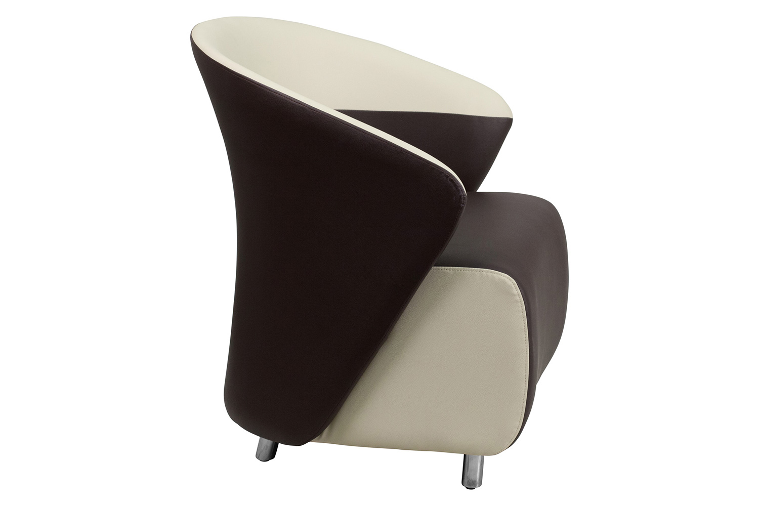 BLNK™ Pasithea LeatherSoft Curved Barrel Back Lounge Chair - Dark Brown/Beige