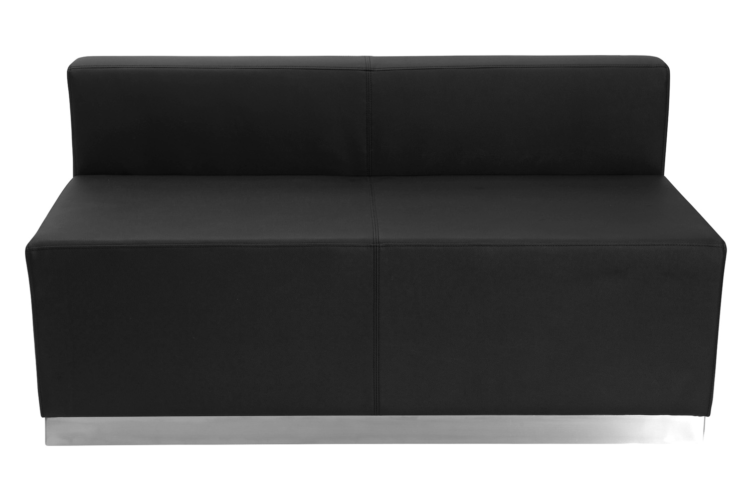 BLNK HERCULES Alon Series LeatherSoft Loveseat with Brushed Stainless Steel Base - Black