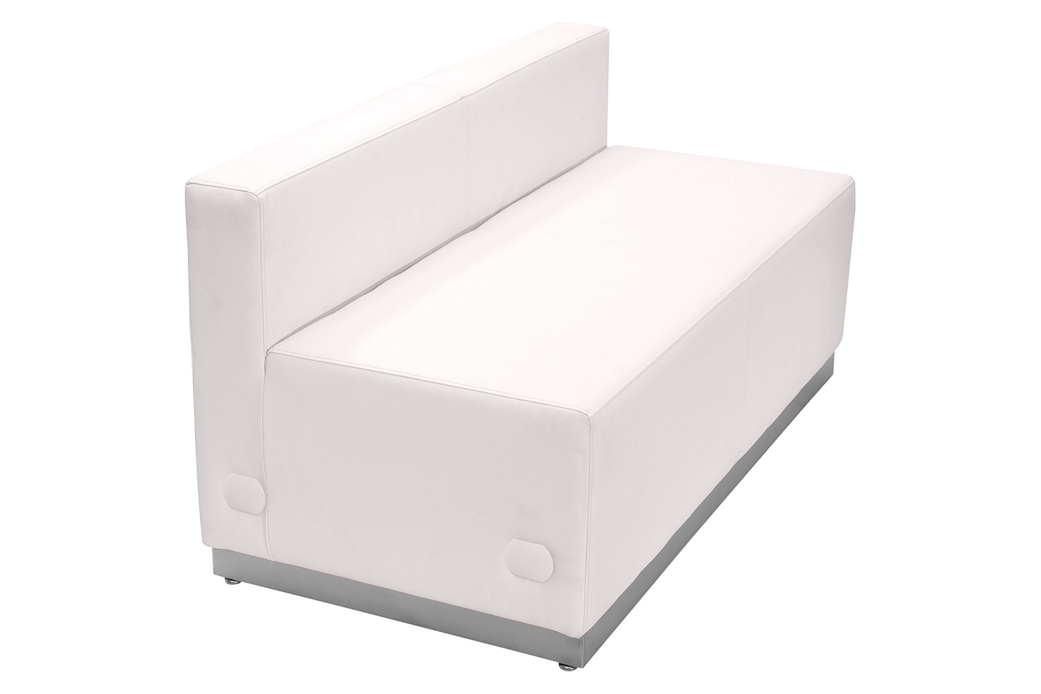 BLNK HERCULES Alon Series LeatherSoft Loveseat with Brushed Stainless Steel Base - Melrose White