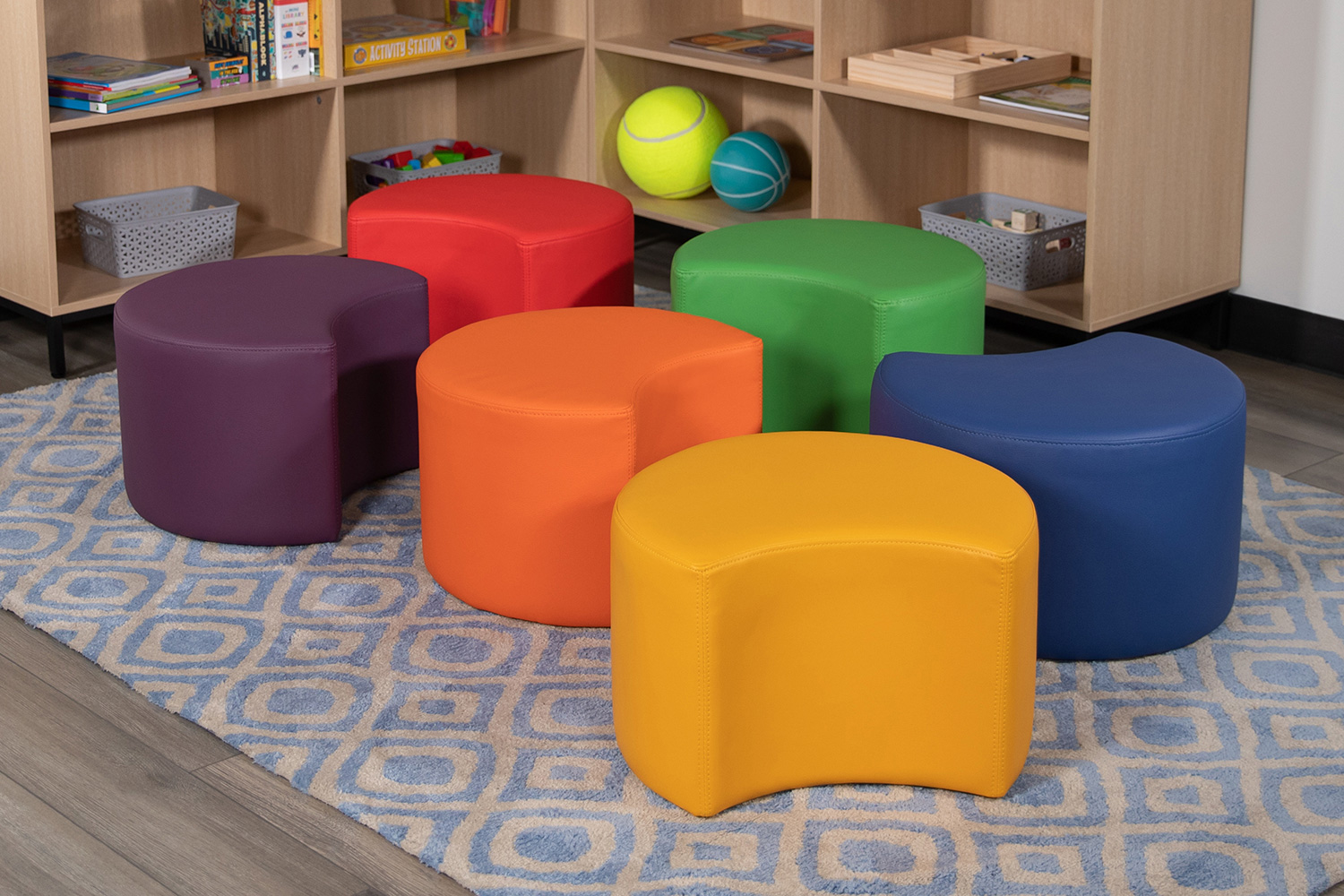 BLNK Nicholas Moon Flexible Soft Seating - Blue, 12"H Seat