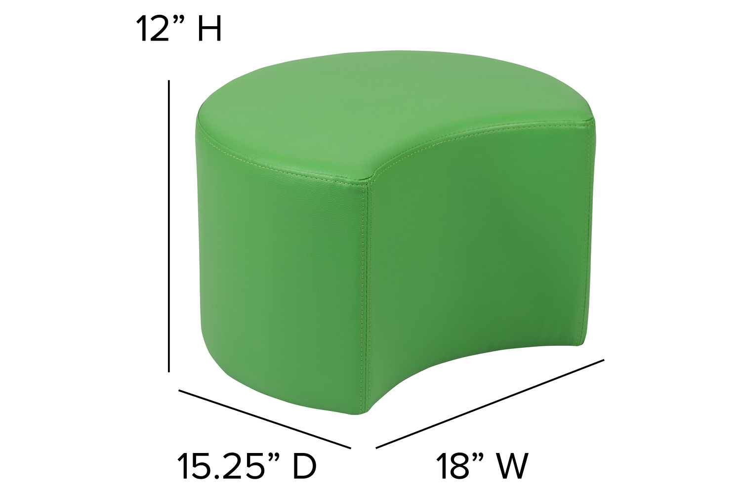 BLNK Nicholas Moon Flexible Soft Seating - Green, 12"H Seat