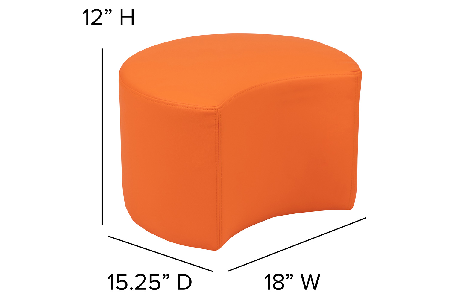 BLNK Nicholas Moon Flexible Soft Seating - Orange, 12"H Seat