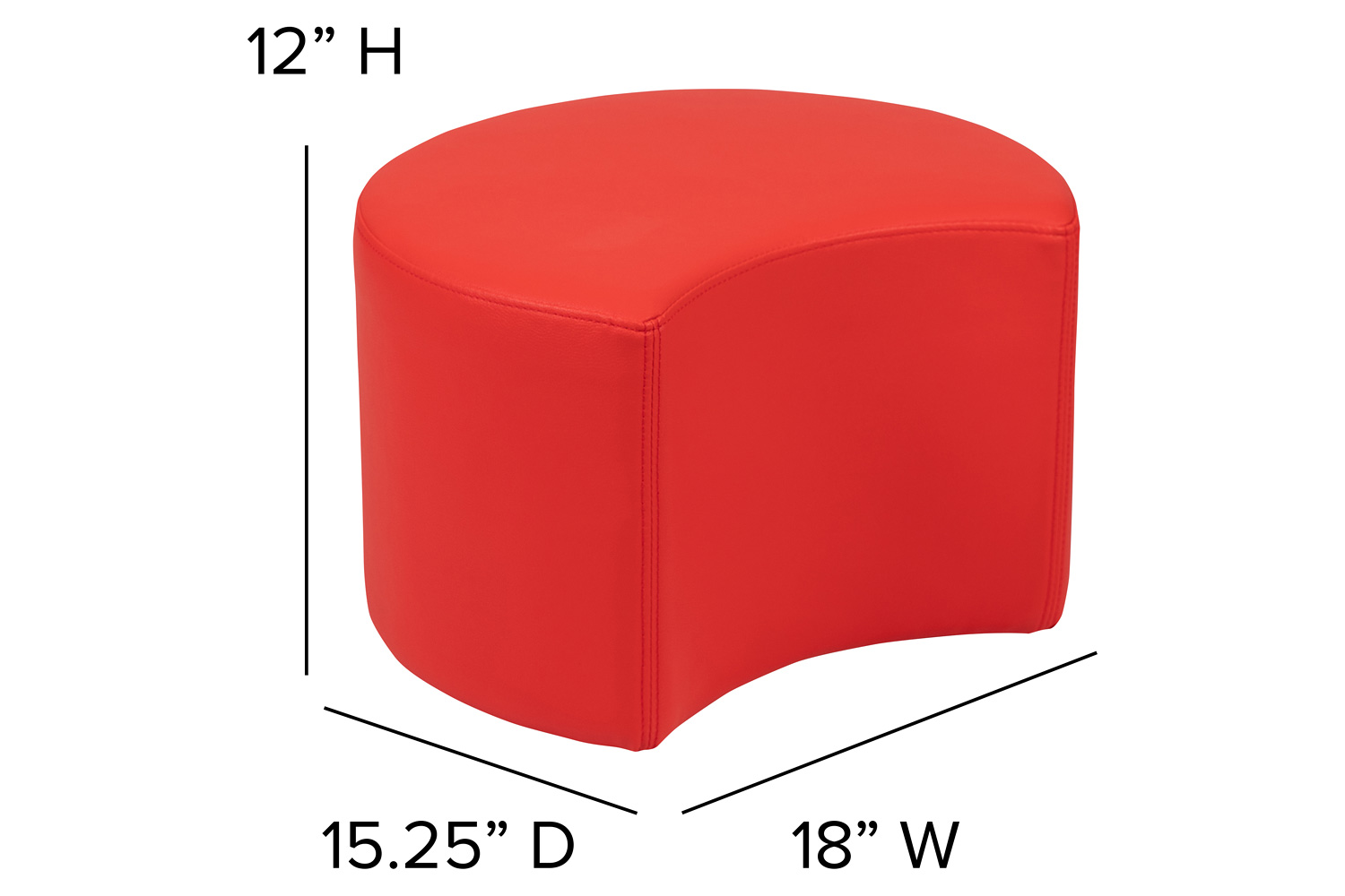 BLNK Nicholas Moon Flexible Soft Seating - Red, 12"H Seat