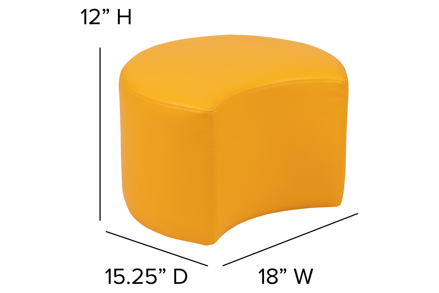 BLNK Nicholas Moon Flexible Soft Seating - Yellow, 12"H Seat