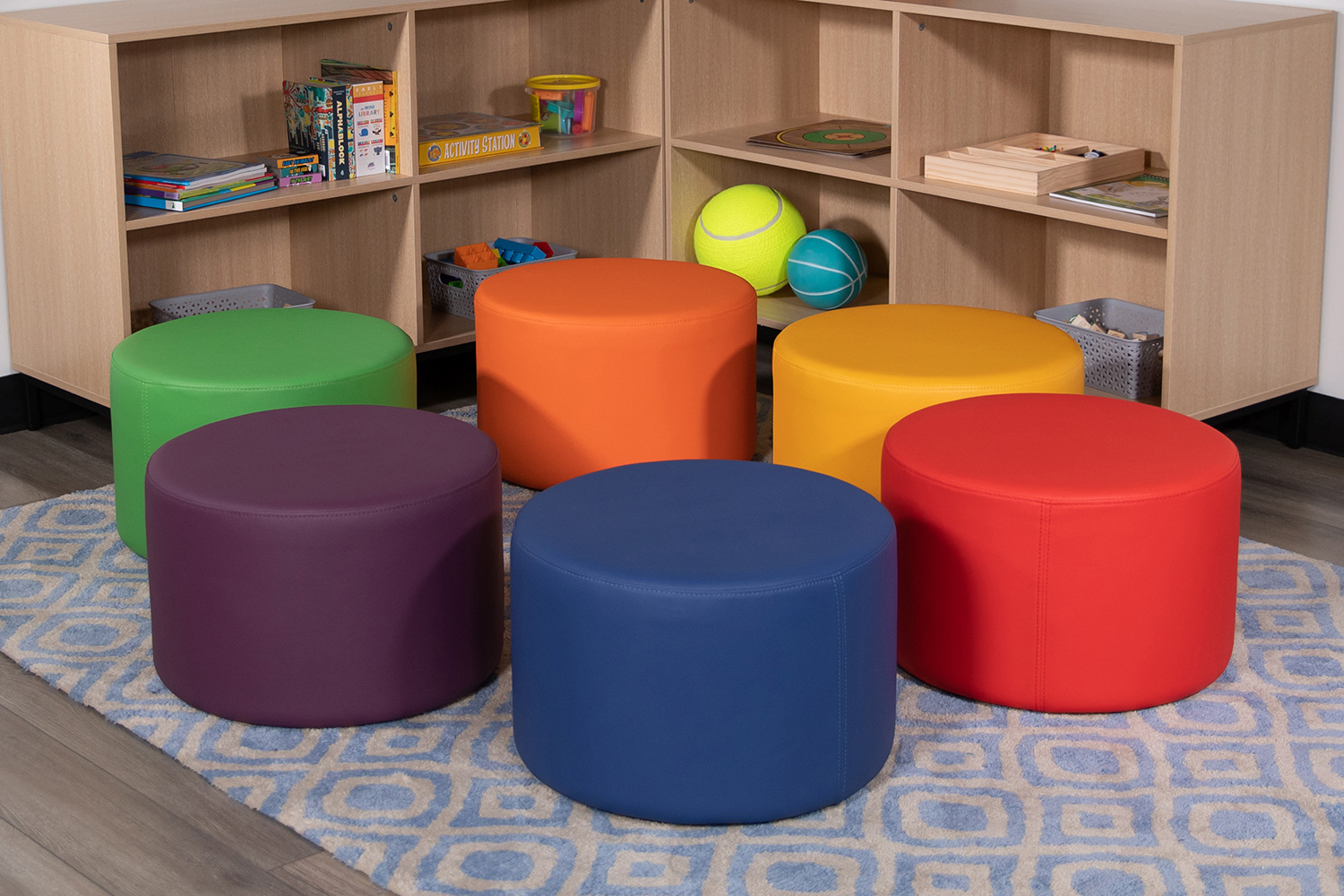 BLNK Nicholas Circle Flexible Soft Seating - Blue, 12"H Seat