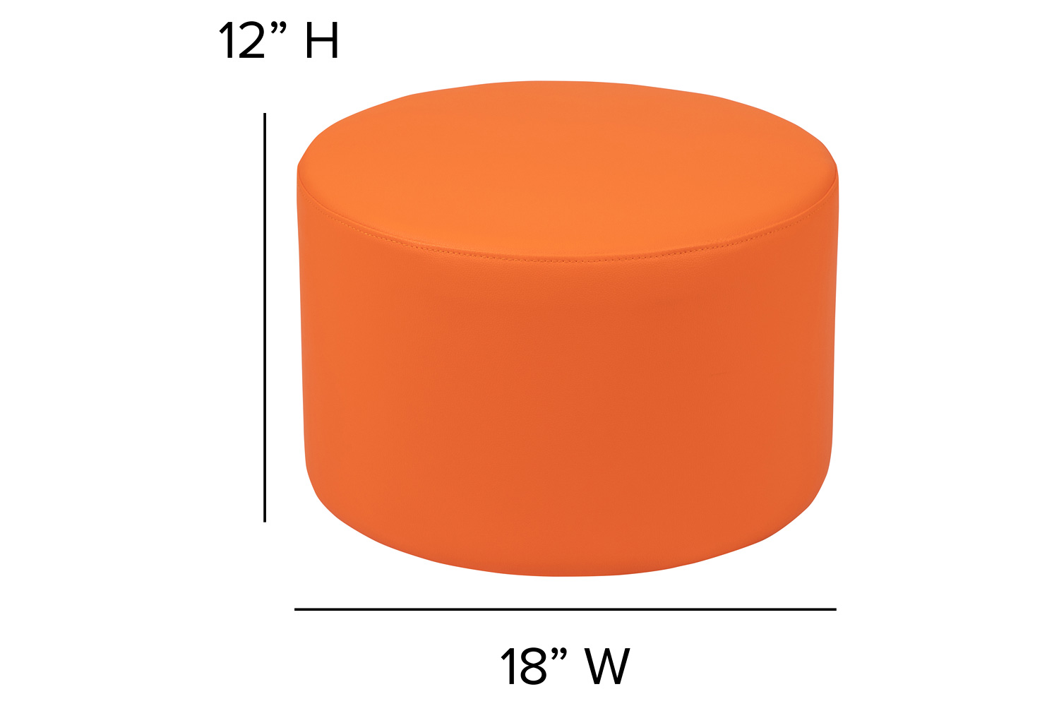 BLNK Nicholas Circle Flexible Soft Seating - Orange, 12"H Seat