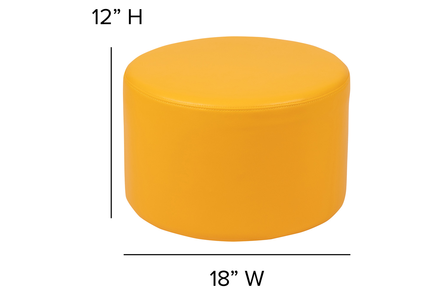 BLNK Nicholas Circle Flexible Soft Seating - Yellow, 12"H Seat