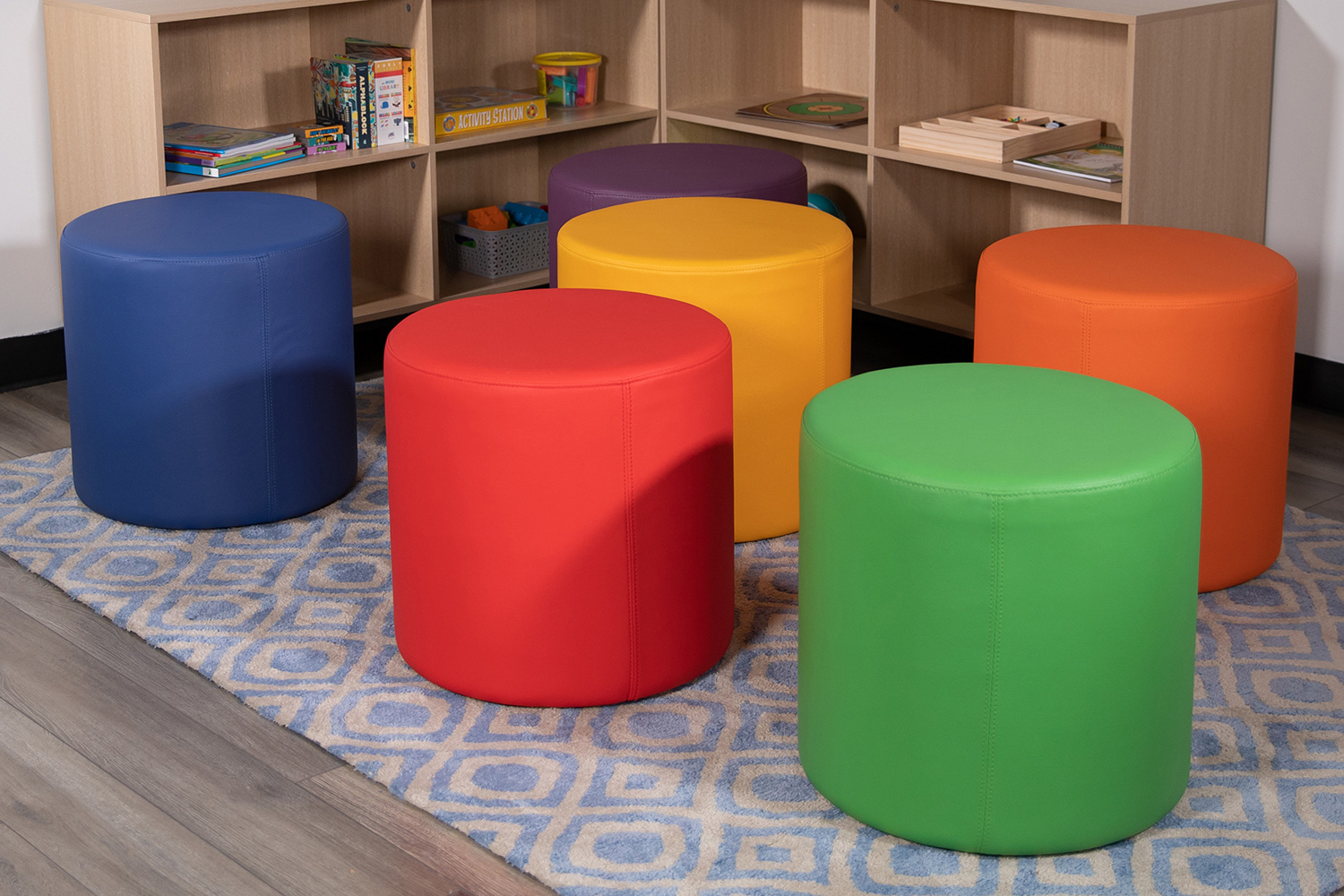 BLNK Nicholas Circle Flexible Soft Seating - Blue, 18"H Seat